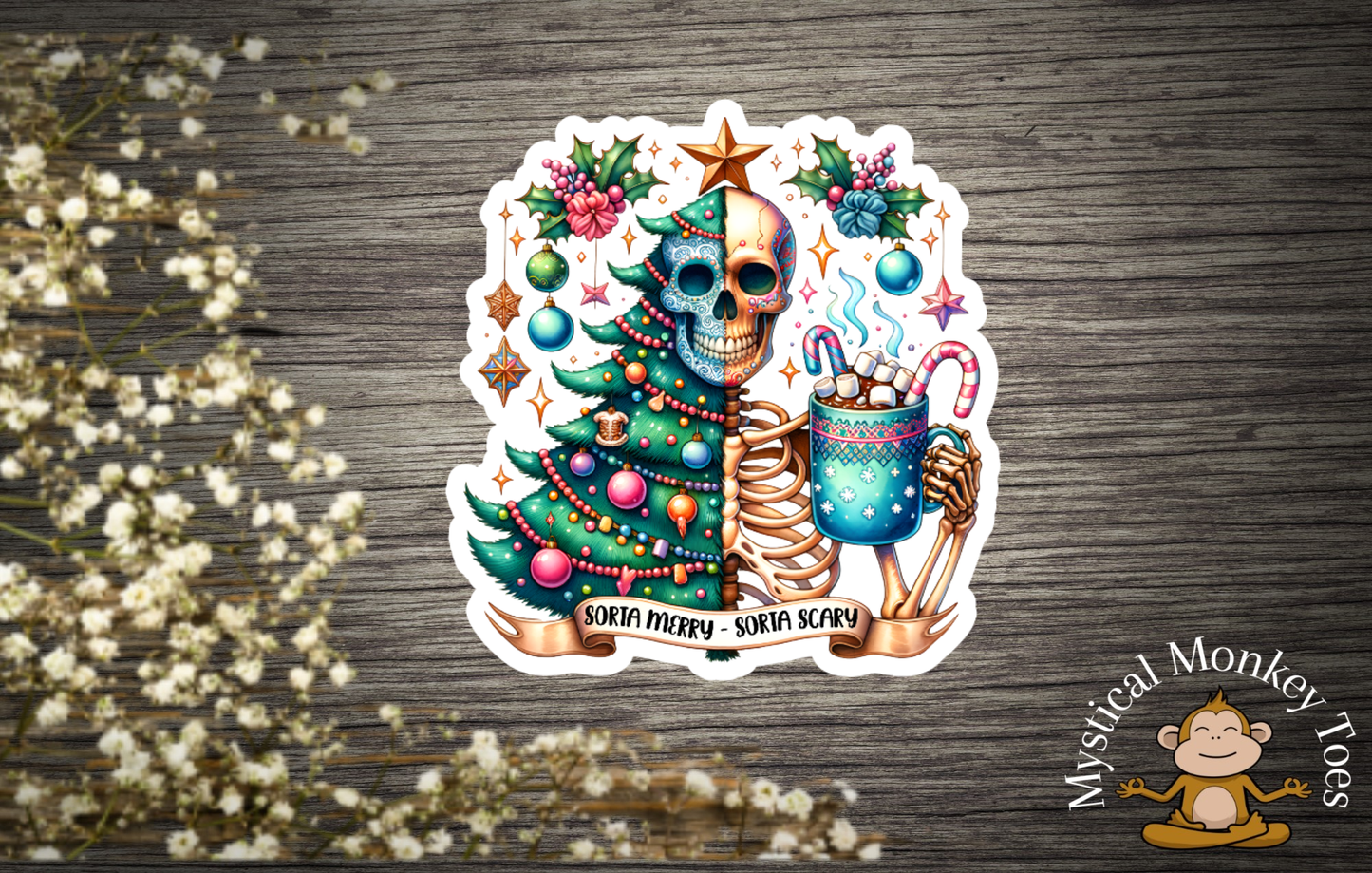Funny Sorta Merry Sorta Scary Vinyl Sticker