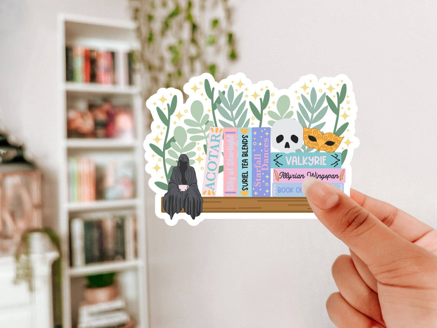ACOTAR Series Bookshelf Glitter Sticker
