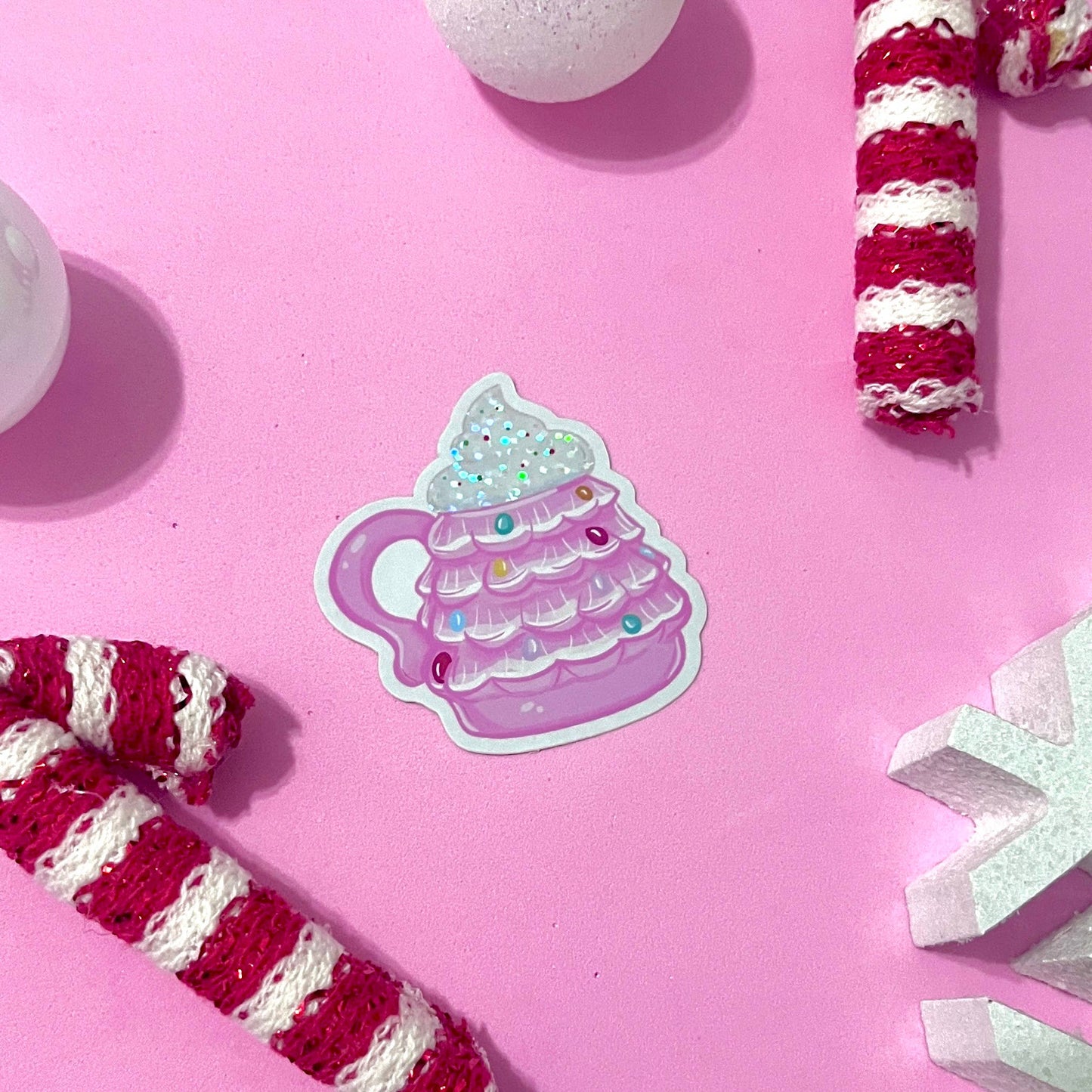 Pink Vintage Christmas Vinyl Sticker- Holiday Sticker