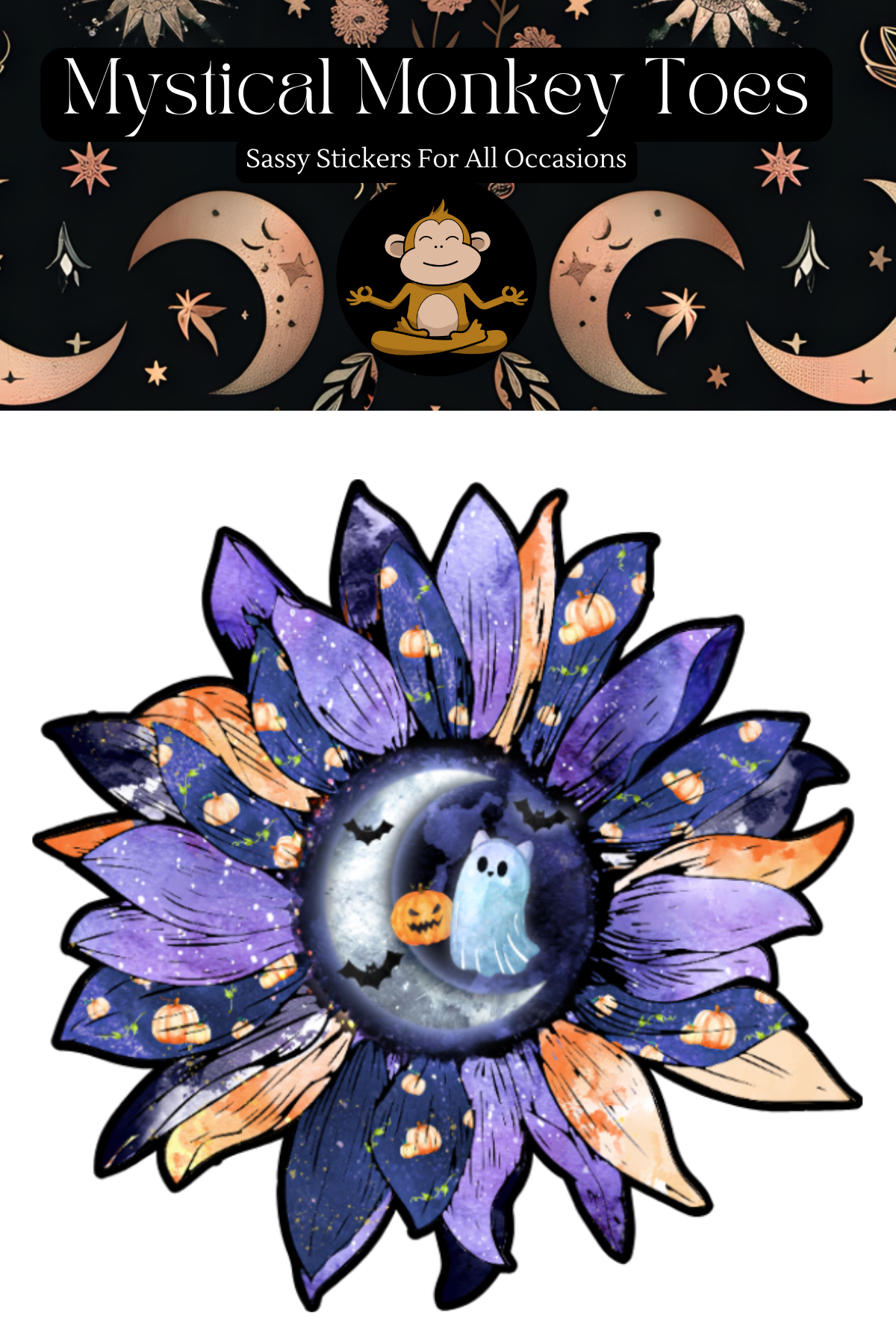Halloween Sunflower Vinyl Sticker