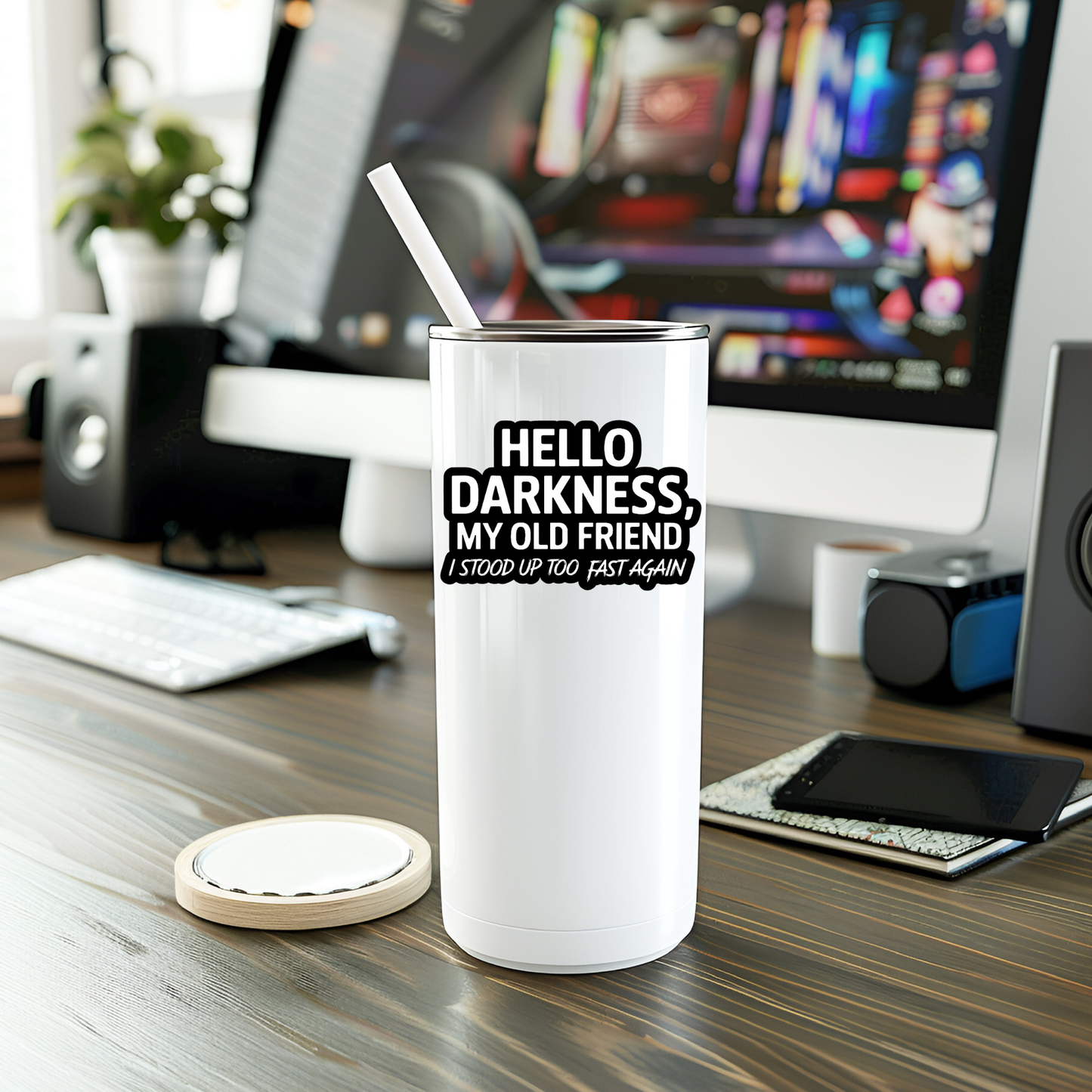 Funny Hello Darkness Vinyl Sticker
