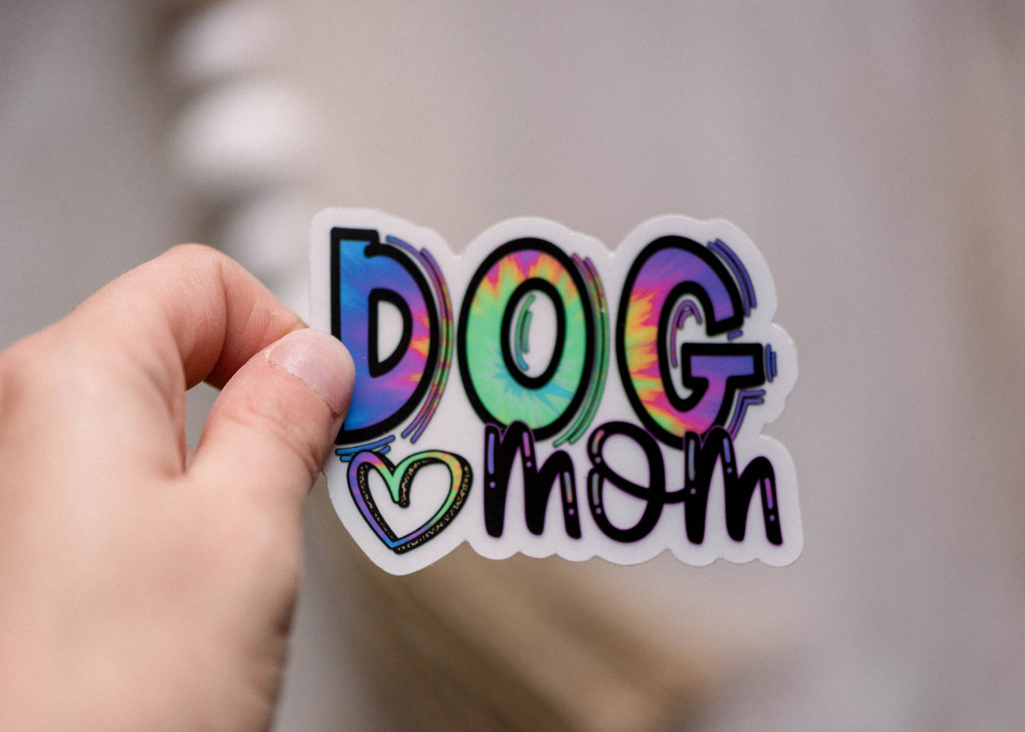 Dog Mom Rainbow Clear Vinyl Sticker, 3x3 in