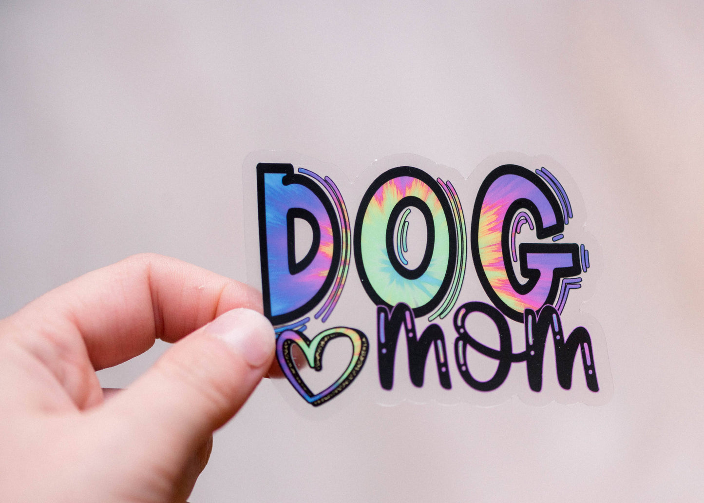 Dog Mom Rainbow Clear Vinyl Sticker, 3x3 in