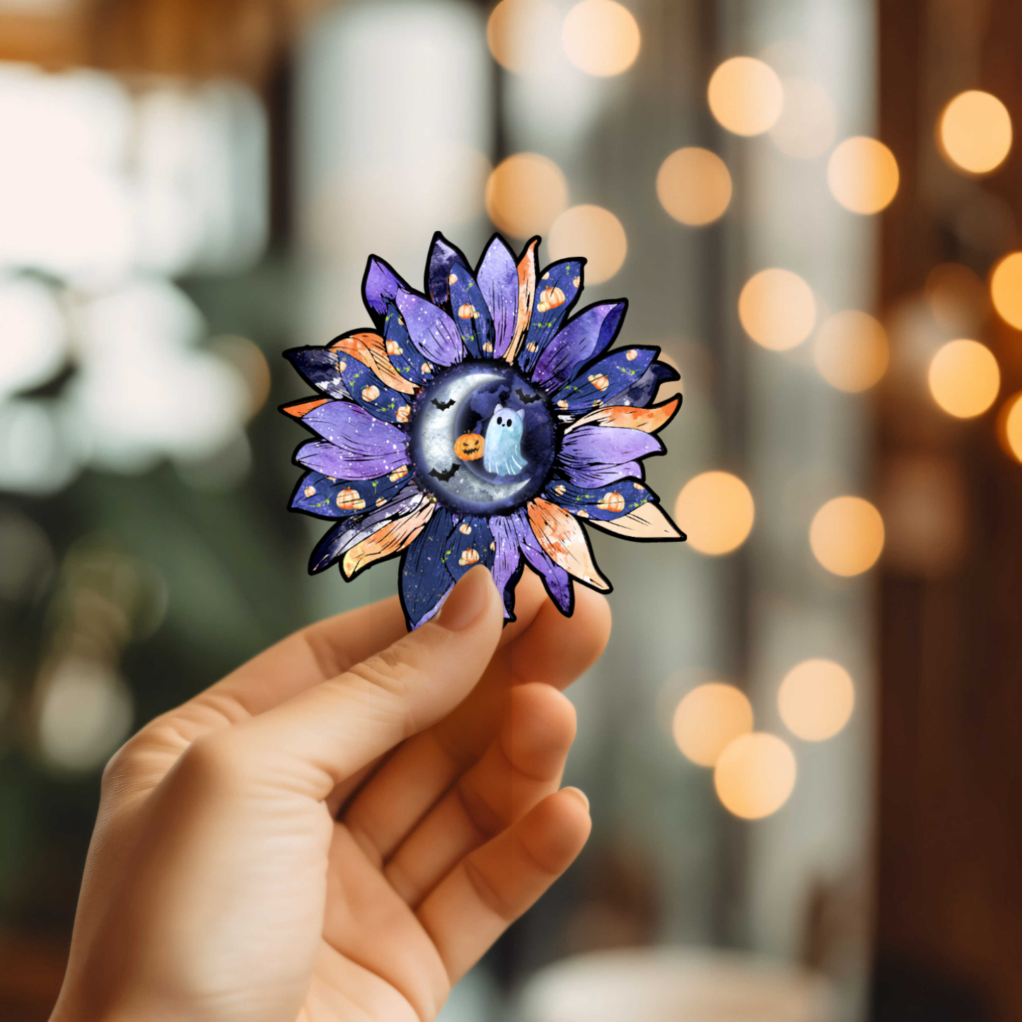 Halloween Sunflower Vinyl Sticker