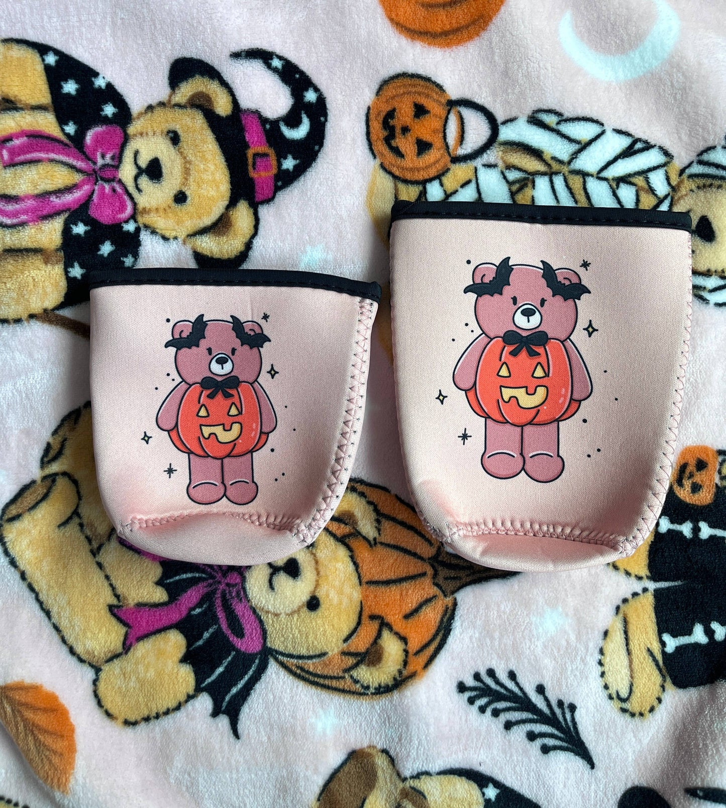 Pumpkin Bear Iced Coffee Sleeve- 16oz Drink Koozi: Large