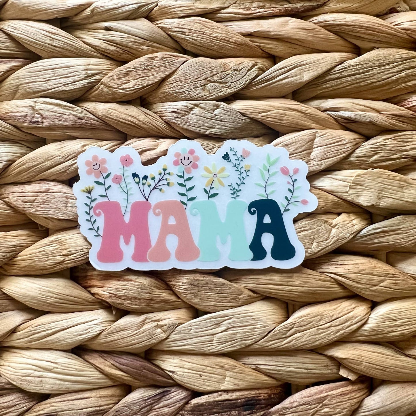 Mama Spring Floral, Clear Vinyl , Sticker, 3 in.