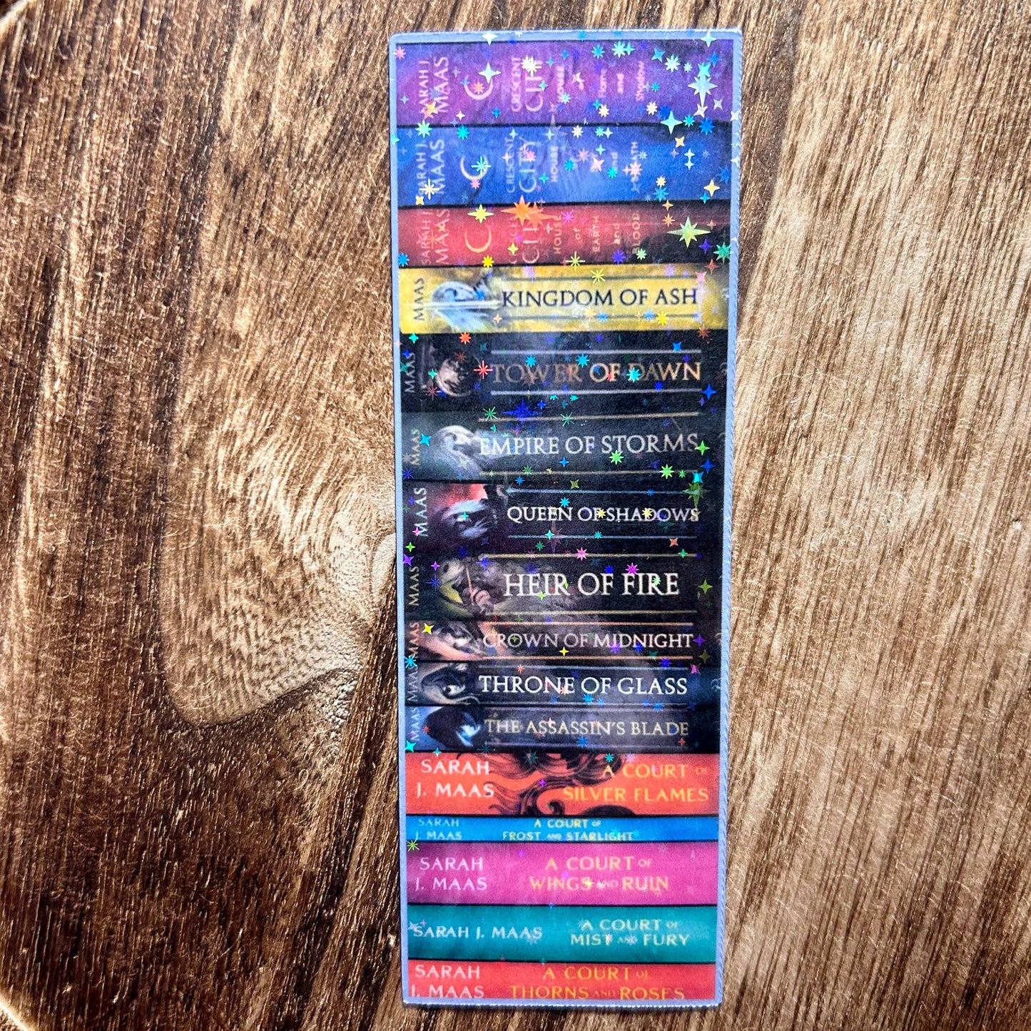 Sarah J Maas Book Spines Laminated Cardstock Bookmark: No Tassel