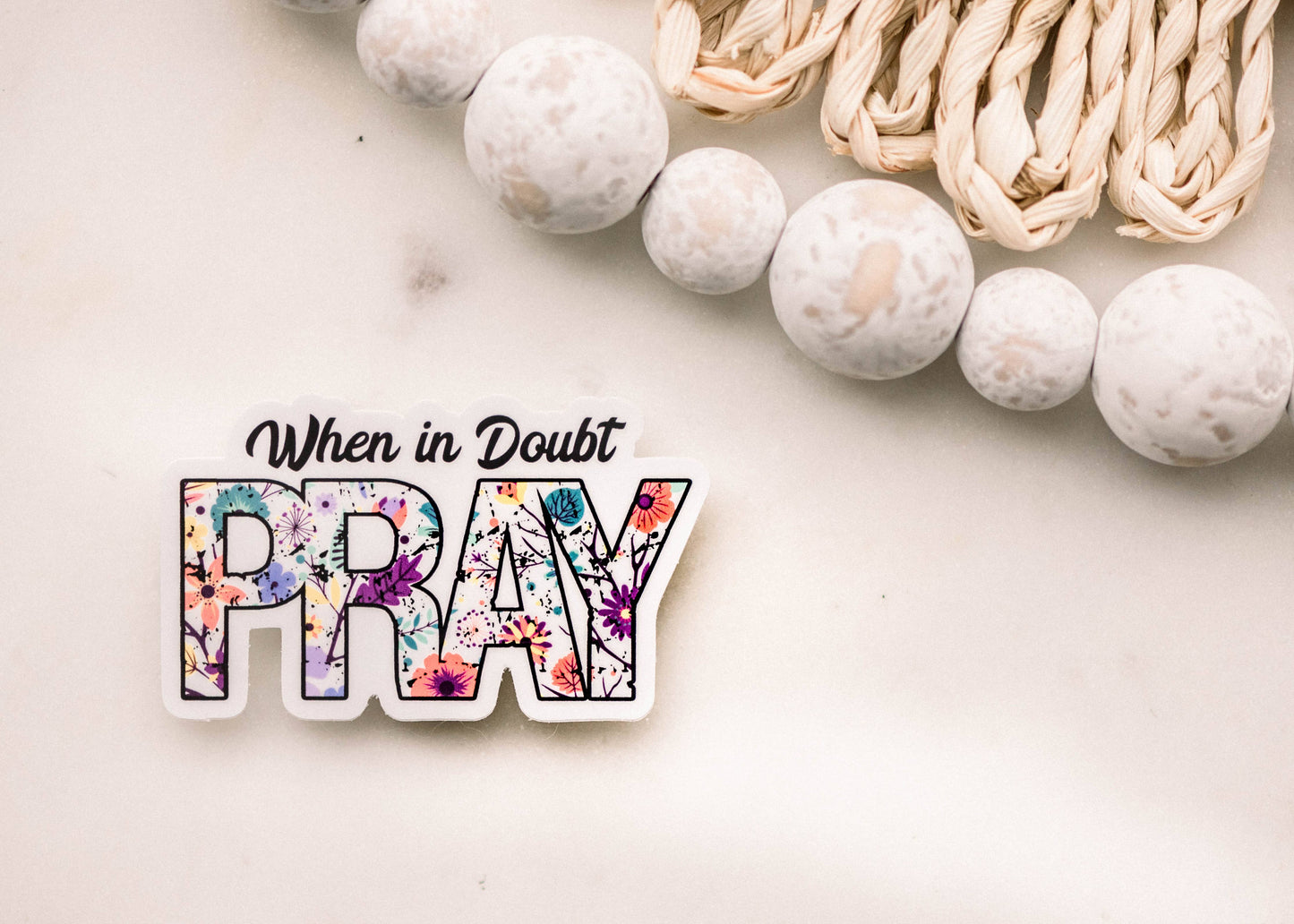 When In Doubt Pray Christian Vinyl Sticker, 3x3 in