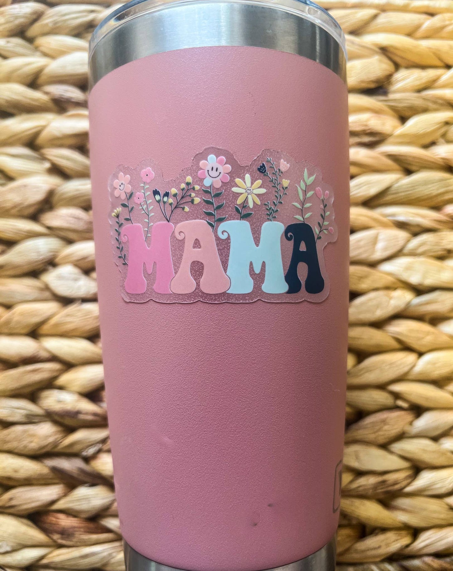 Mama Spring Floral, Clear Vinyl , Sticker, 3 in.