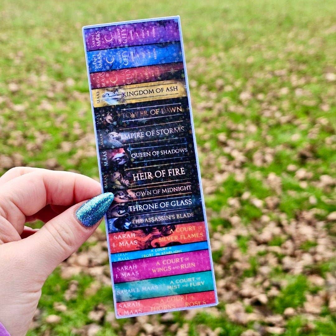 Sarah J Maas Book Spines Laminated Cardstock Bookmark: No Tassel