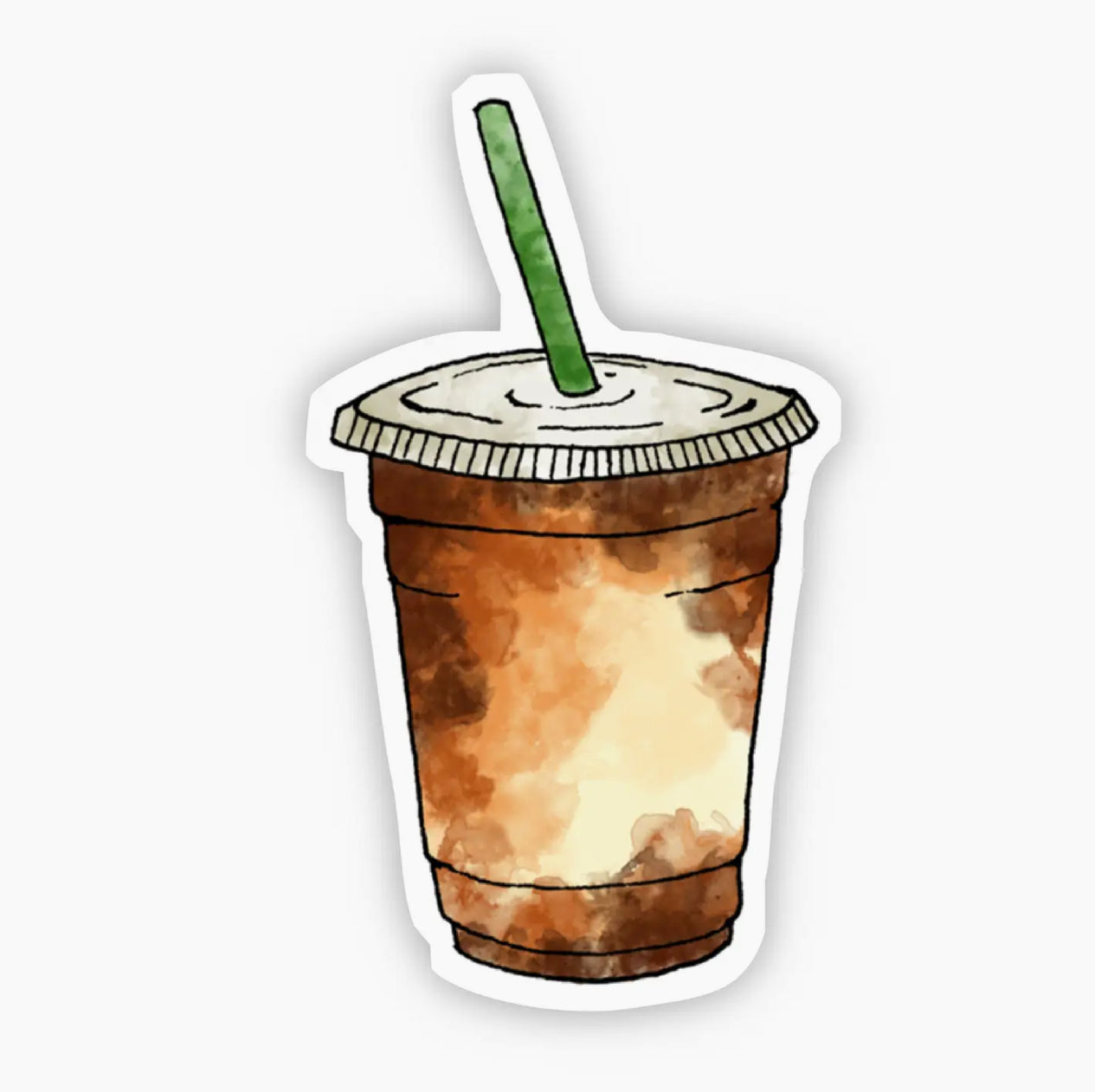 Watercolor Iced Coffee Vinyl Sticker