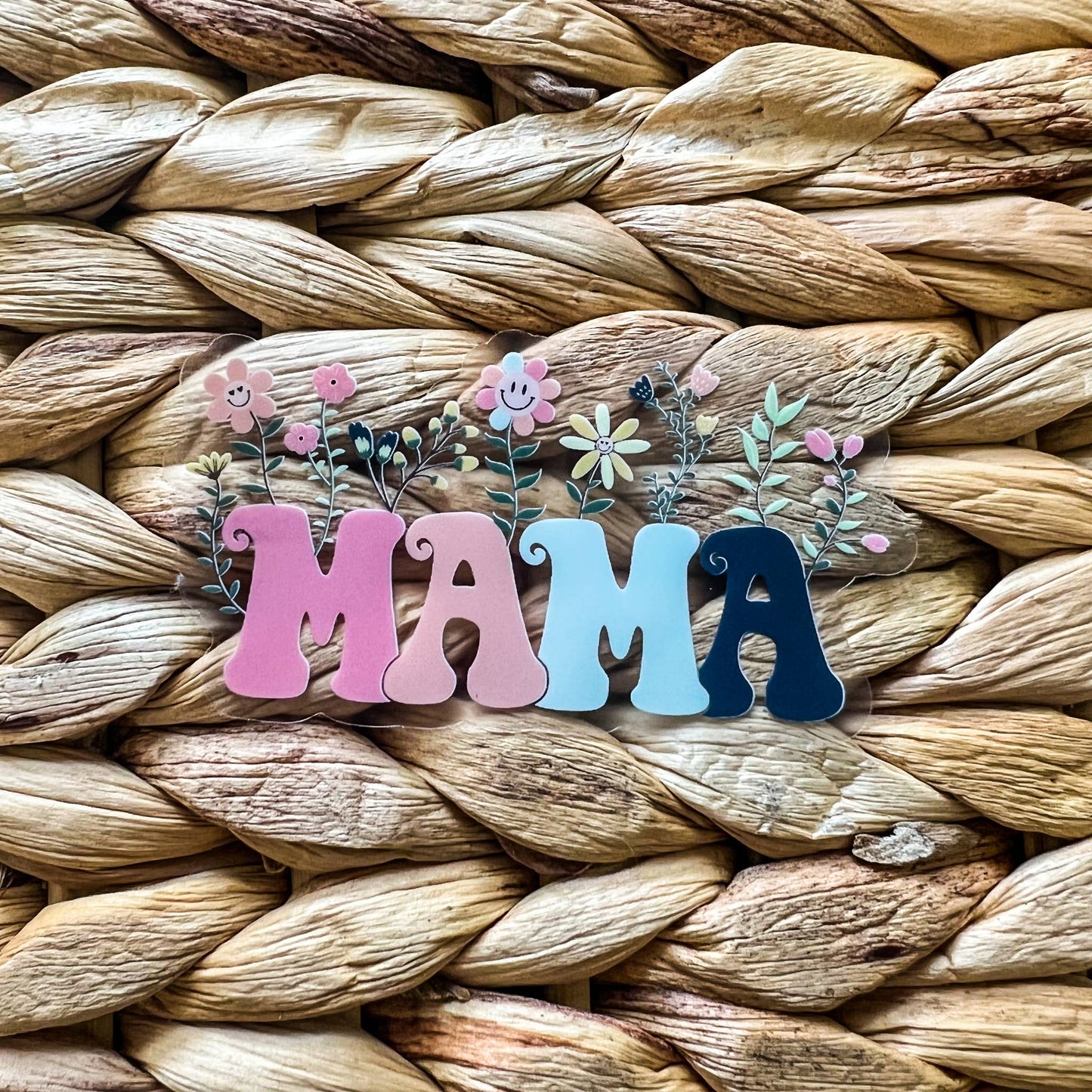 Mama Spring Floral, Clear Vinyl , Sticker, 3 in.