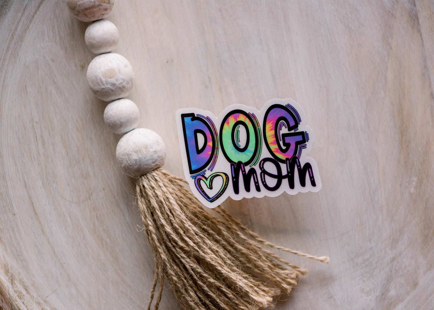 Dog Mom Rainbow Clear Vinyl Sticker, 3x3 in